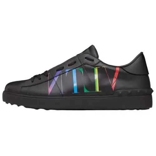 Valentino Open VLTN Calfskin Low top Stylish Skateboarding Shoes Men's Black