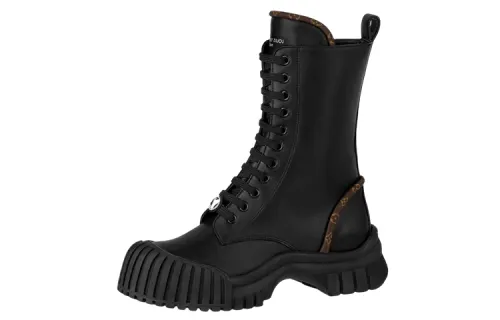 LOUIS VUITTON Lv Circle Ruby Flat Ranger Boots 'Black With Brown Monogram' Women's