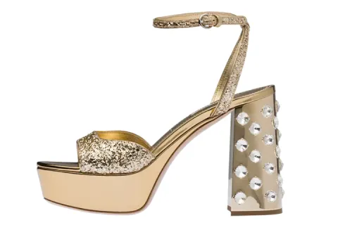 MIU MIU Leather One Strap Sandals Women's Yellow