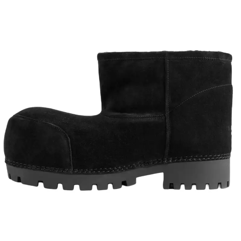 Balenciaga Calfskin Short Snow Boots Women's Black