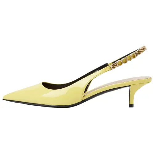 GUCCI Signoria Patent Leather Slim Heel High Heels 4.5cm Women's Yellow