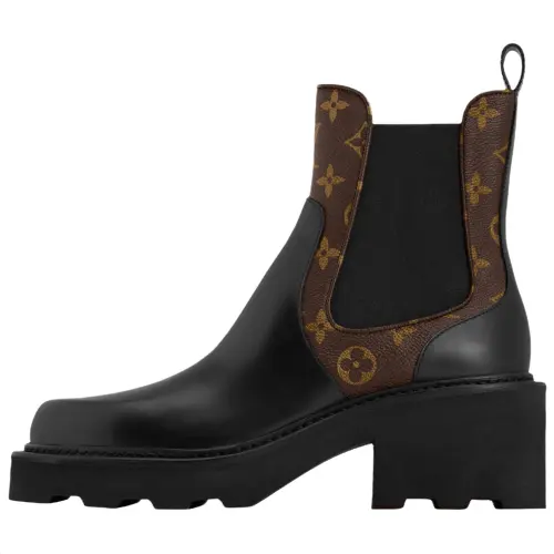 LOUIS VUITTON Beaubourg Short Chelsea Boots 4cm Women's Black