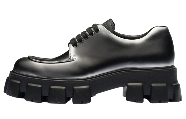 PRADA Moonlith Brushed Leather Lace-up Shoes