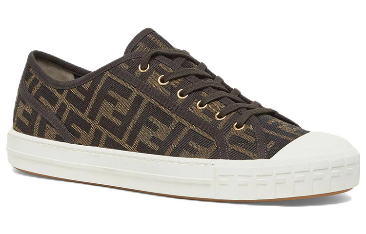 FENDI Logo Jacquard Lace Up Sneakers
