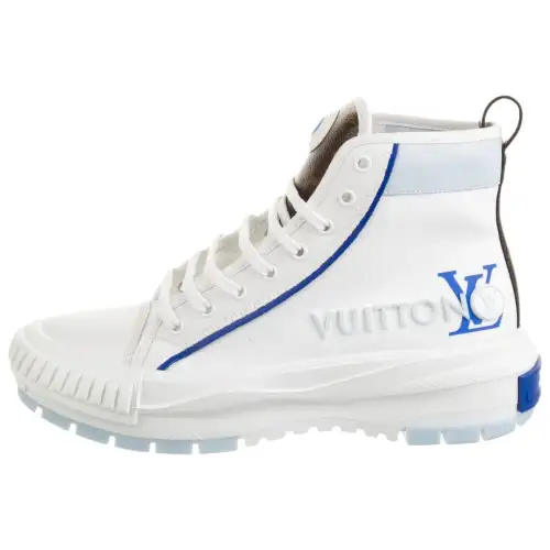 LOUIS VUITTON Squad Canvas Short Skateboard Shoes Women's White Blue