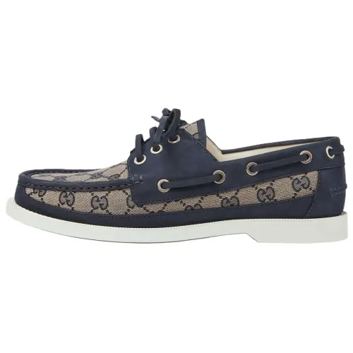 Gucci Lace Up Loafer 'GG Canvas - Beige Blue'