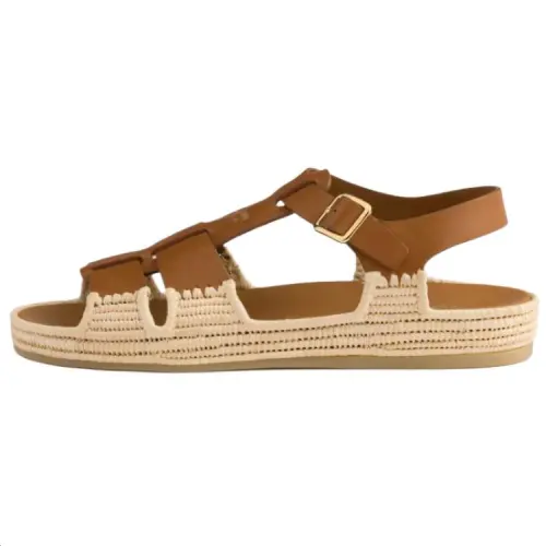 PRADA Leather One Strap Sandals Women's Brown
