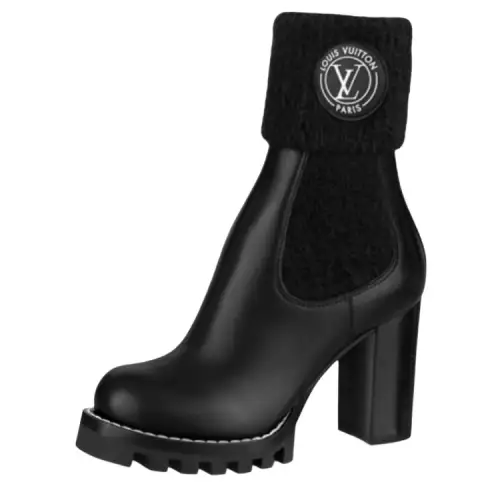 LOUIS VUITTON Calfskin Crew Chelsea Boots Women's Black