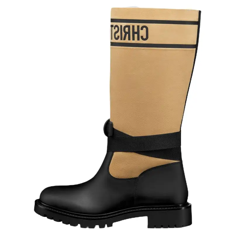 DIOR D Major Calfskin Knee high Boots Women's Yellow