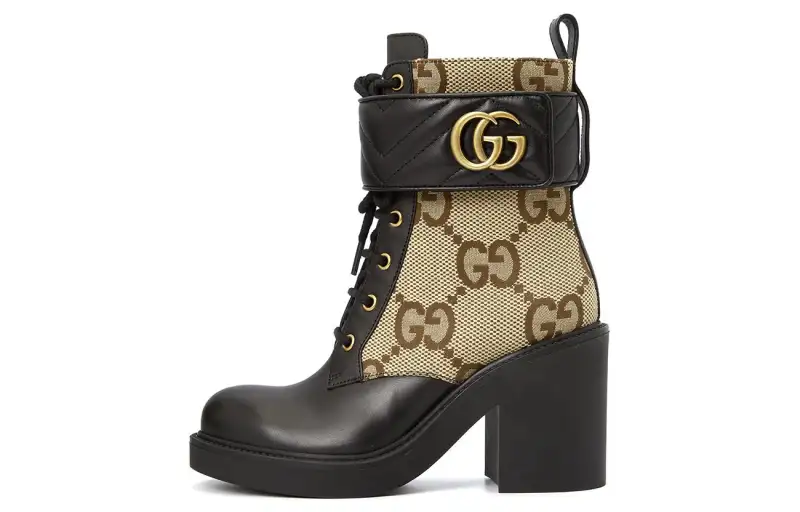 Gucci Wmns Double G Ankle Boot 'Camel Ebony' Women's