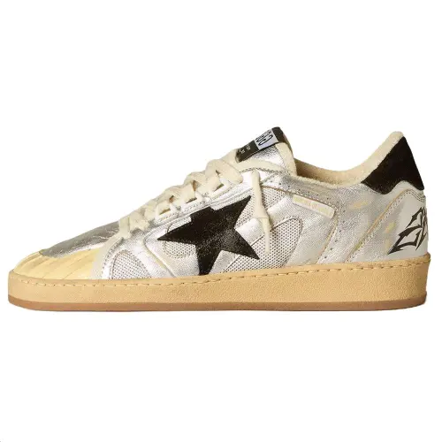 Golden Goose Ball Star Sheepskin Low top Skateboard Shoes Women's Silver