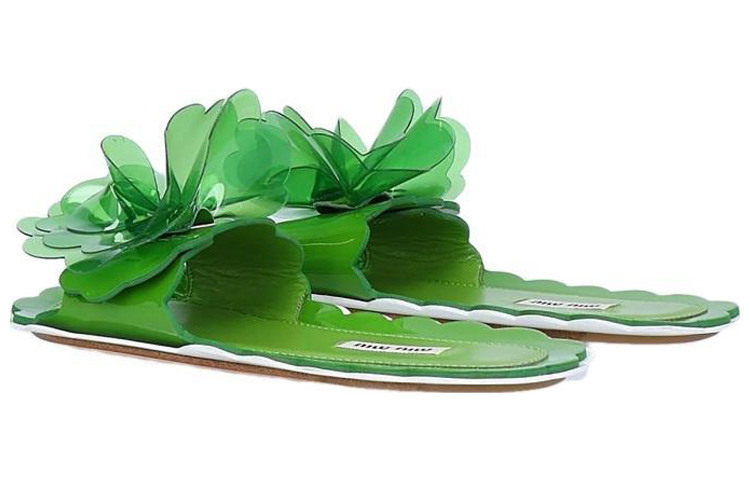 MIU MIU Slide Slippers Women's Green