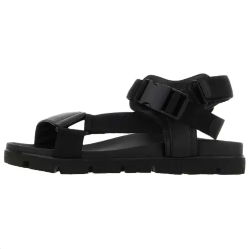 PRADA Leather One Strap Sandals Men's Black