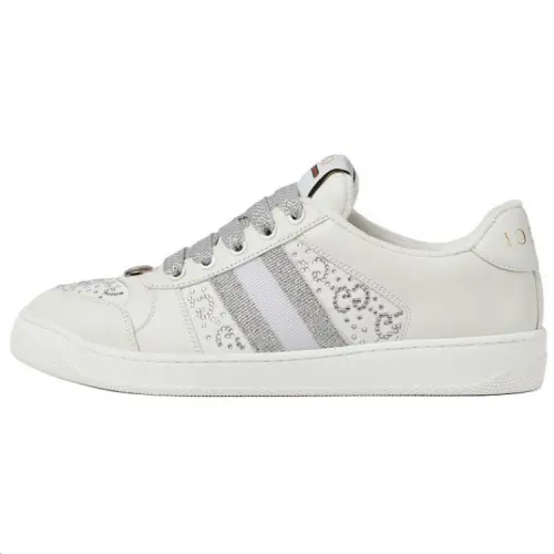 GUCCI Screener Leather Low top Skateboard Shoes Women's White