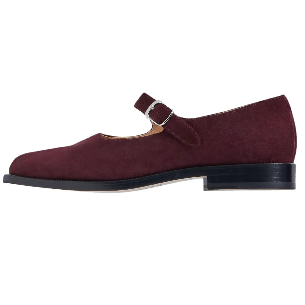 Maison Margiela Tabi Flat Mary Jane Shoes Women's Burgundy