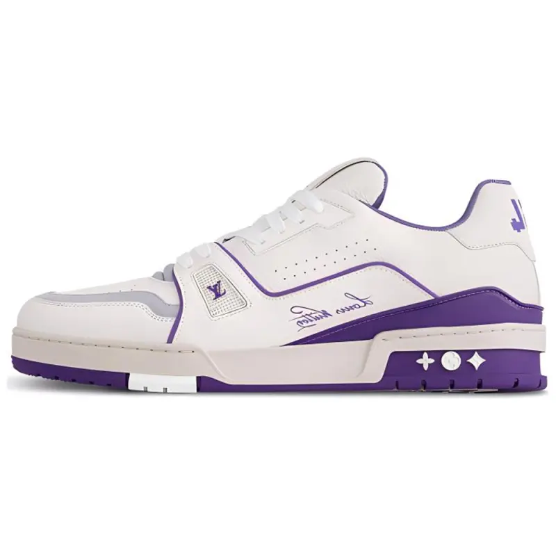 LOUIS VUITTON Trainer Cow Leather Low top Skateboard Shoes Men's White Purple