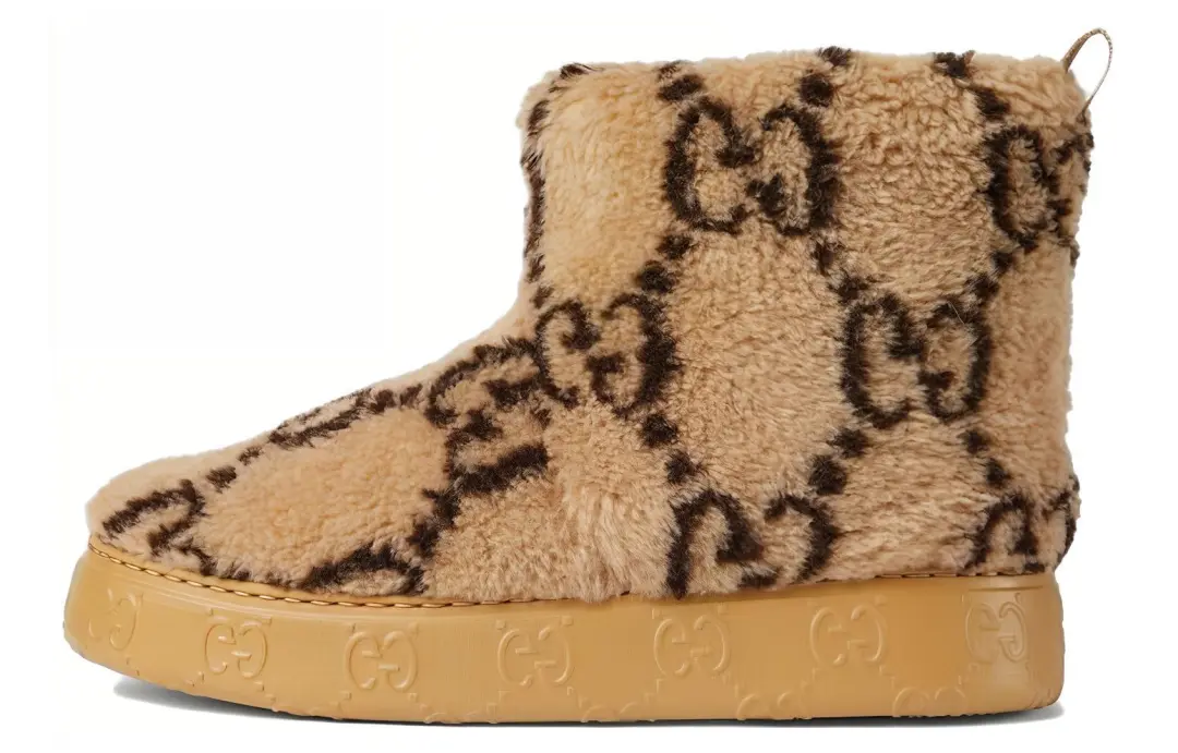 GUCCI Suede Ankle Length Snow Boots Women's Brown