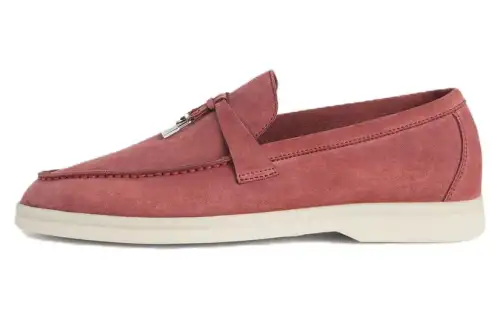 Loro Piana Summer Charms Walk Suede Casual Shoes Women's Orchid Red