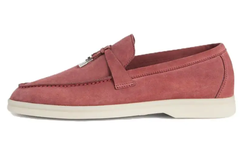 Loro Piana Summer Charms Walk Suede Casual Shoes Women's Orchid Red