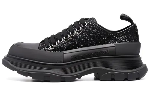Alexander McQueen Tread Slick Leather, Textile Low top Platform Shoes Women's Black
