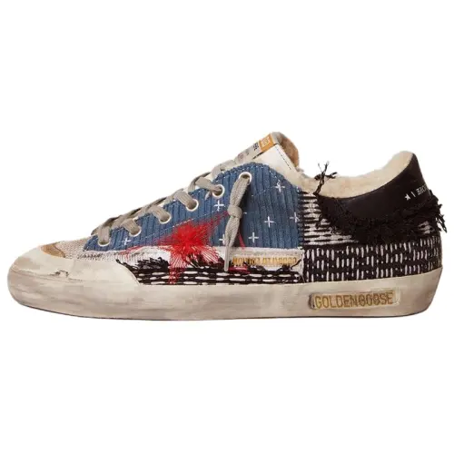 Golden Goose Super Star Lab Low top Skateboard Shoes Women's Blue Black Distressed