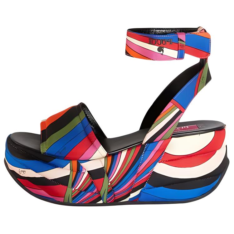 EMILIO PUCCI Квадратный носок, открытый носок 1 слово Сандалии женский разноцветный