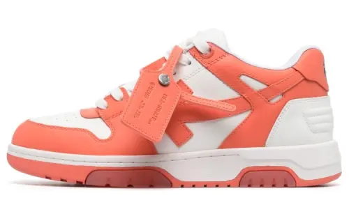 OFF-WHITE Out Of Office OOO Low Tops Coral Red White Women's