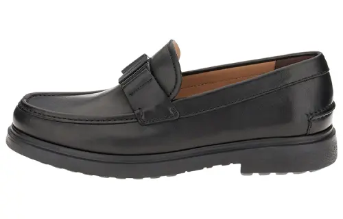 FERRAGAMO Vara Leather Casual Shoes Men's Black