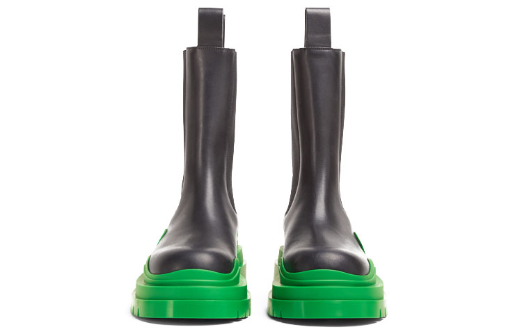 Bottega Veneta Tire BV Crew Chelsea Boots 5.5cm Men's Black Grass Green