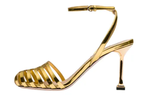 MIU MIU D'Orsay Leather One Strap Sandals Women's Gold