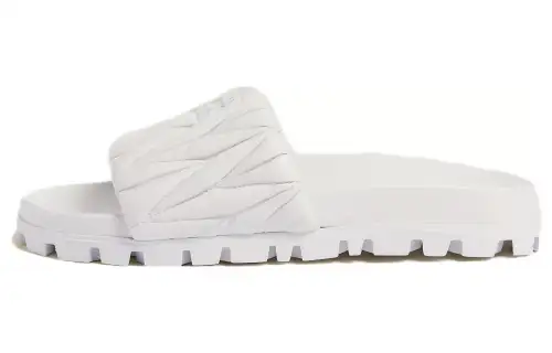 MIU MIU Matelassé Slide Slippers Women's White