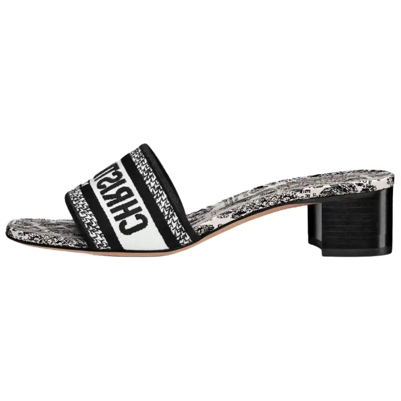 DIOR Dway Slide Slippers 4cm Women's Black White