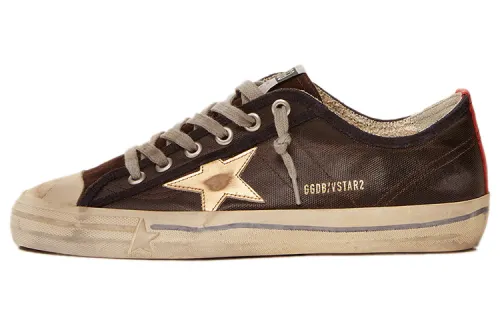 Golden Goose V Star Canvas Comfortable Stylish Skateboarding Shoes Men's Brown