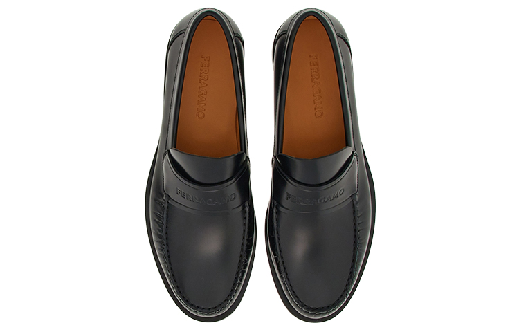FERRAGAMO Logo-embossed Leather Loafers