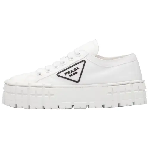 PRADA Platform Low top Stylish Skateboarding Shoes Women's White