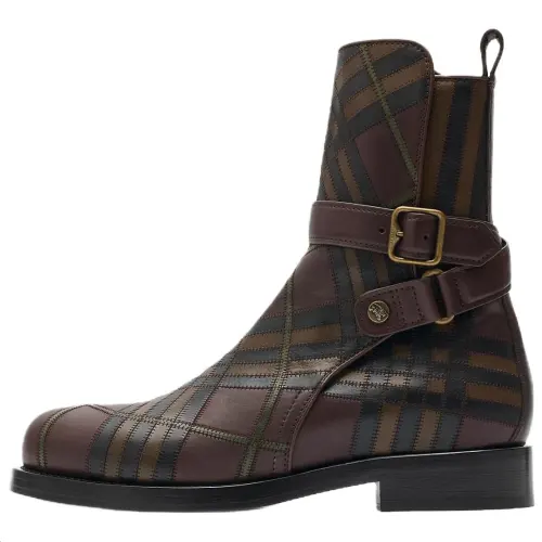 Burberry Jodhpur Ledger Calfskin Ankle Boots Men's Brown