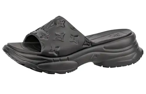 LOUIS VUITTON Pool 55 Slide Slippers Women's Black