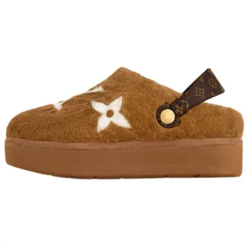 LOUIS VUITTON Aspen Closed Toe Slippers Women's Brown