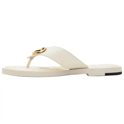 GUCCI Interlocking Flip Flops Women's White
