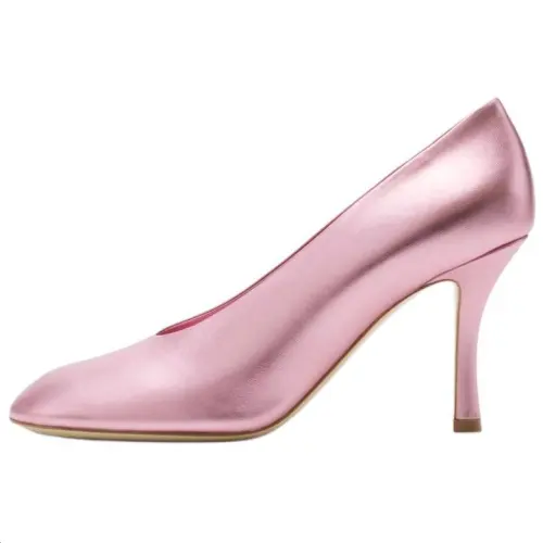 Burberry Leather Slim Heel High Heels 8.5cm Women's Pink