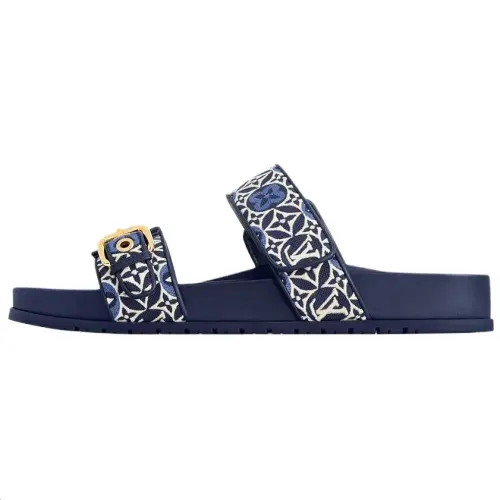 LOUIS VUITTON Bom Dia Slide Slippers Women's Marine Blue