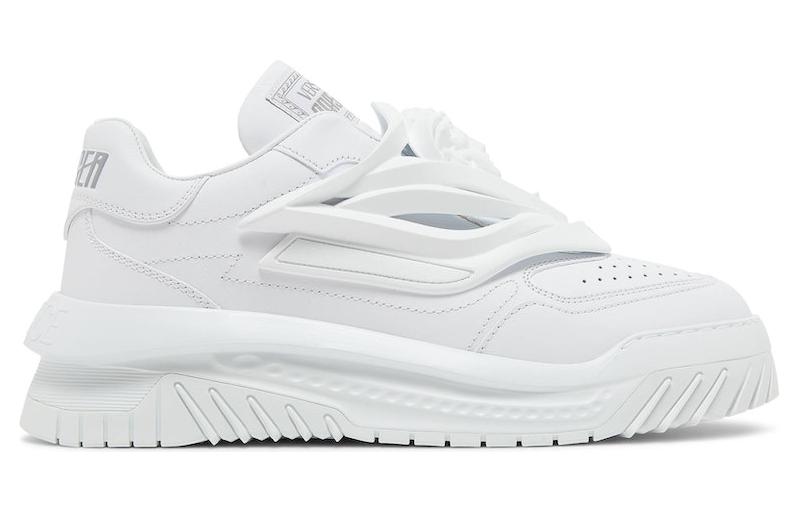 VERSACE Odissea Cow Leather, Leather Low top Casual Shoes Men's White