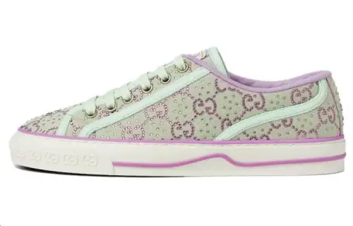 Gucci Wmns Tennis 1977 'GG Crystals - Pale Green Lilac' Women's
