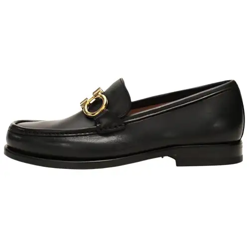 Ferragamo Men's Black Gancini Moccasin