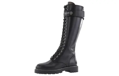 LOUIS VUITTON Territory Leather Knee high Boots Women's Black
