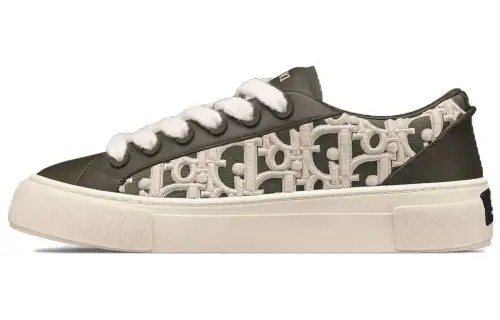 DIOR B33 Sneaker Khaki Smooth Calfskin Oblique Raised Embroidery Numbered
