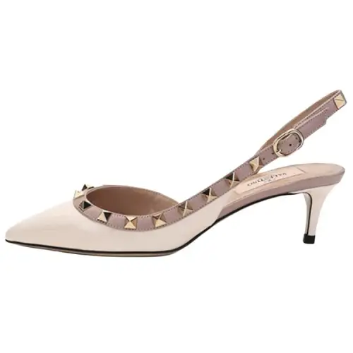 Valentino Rockstud Slim Heel High Heels 5CM Women's Light Ivory Gray Pink
