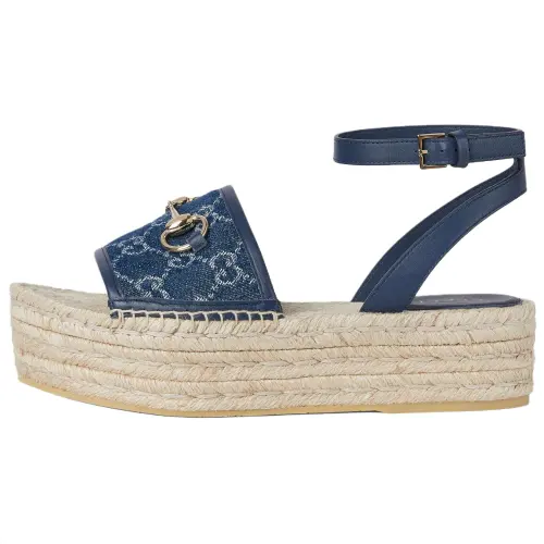 GUCCI Horsebit One Strap Sandals 4.5cm Women's Blue