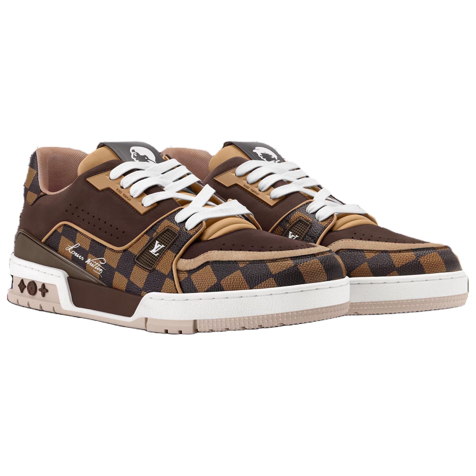 Мужские кроссовки Louis Vuitton LOUIS VUITTON x Nigo (коричневые) — фото 3