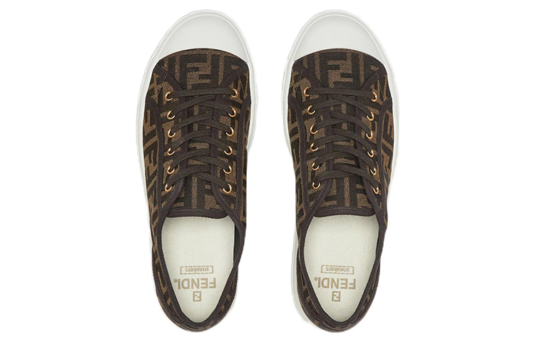 FENDI Logo Jacquard Lace Up Sneakers